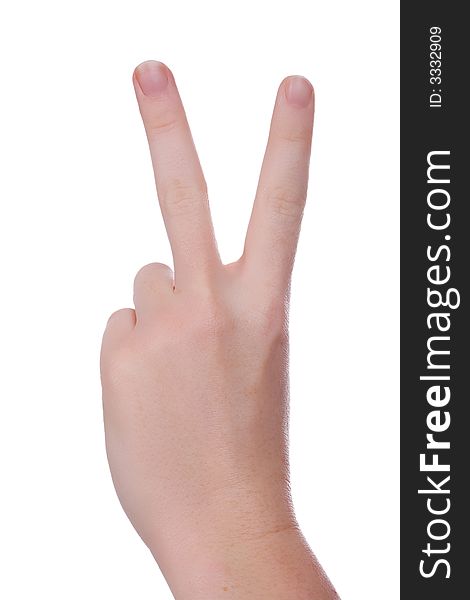 Handsign - Victory! Backside. Isolated on white. Handsign - Victory! Backside. Isolated on white.