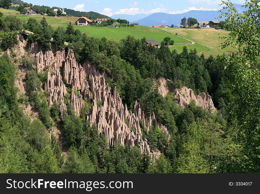 Soil pyramids located in Italy