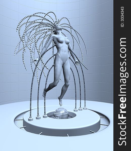 3d rendering illustration of a robotic binary dancer
