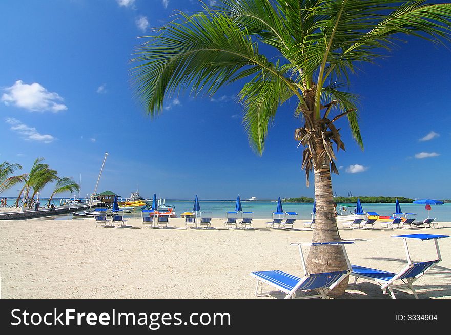 White sand beach at the morning