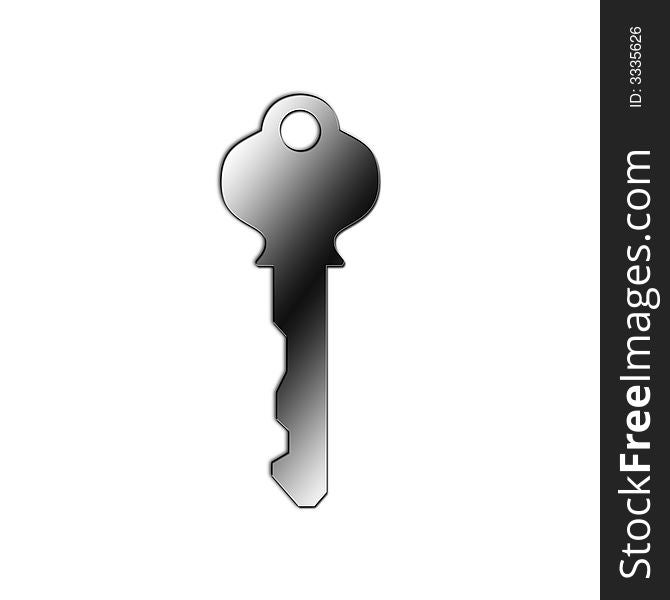 An illustration of a metallic key isolated on white.