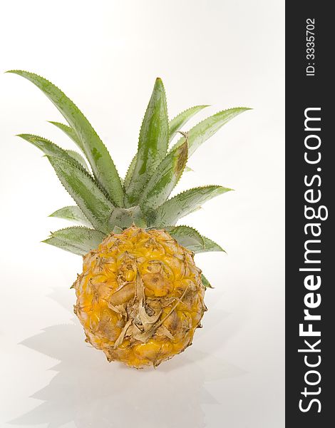 Tropical fruit pineapple with green leaves on a white background. Stil-life. Object. Tropical fruit pineapple with green leaves on a white background. Stil-life. Object.