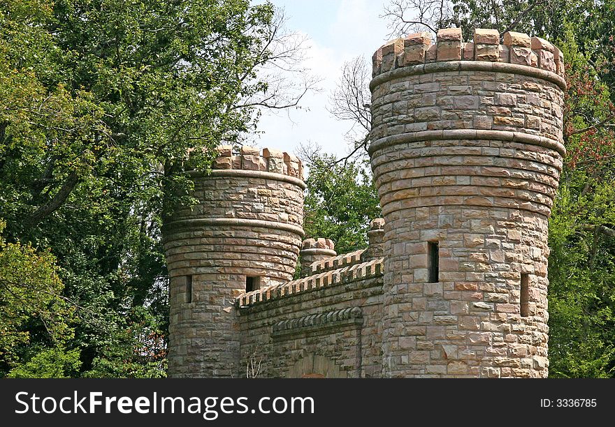 Stone gates and turrets on an old castle. Stone gates and turrets on an old castle