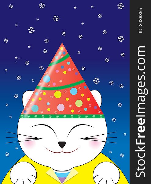 Illustration of Male Cat Celebrate Christmas