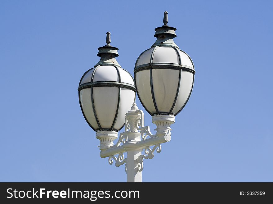 Double Exterior Light on Cast Iron Post. Double Exterior Light on Cast Iron Post