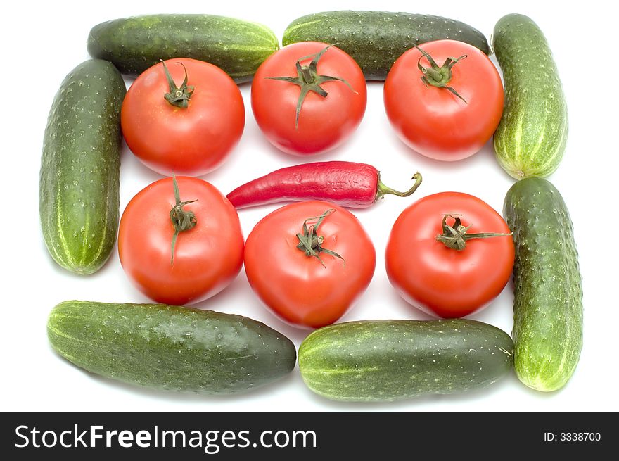 Series object on white - food - vegetable still life