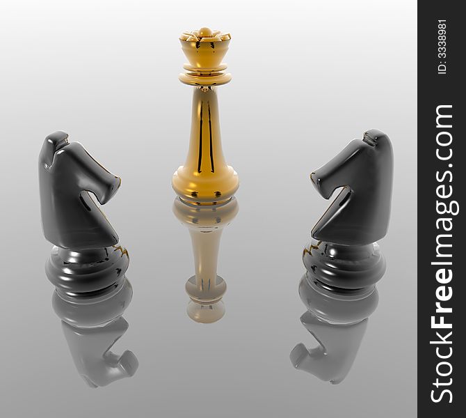 Chessmen on a smooth surface - digital artwork. Chessmen on a smooth surface - digital artwork