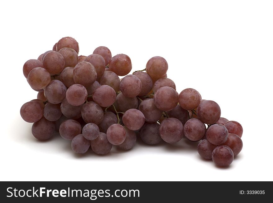 Fresh Red Grapes On White