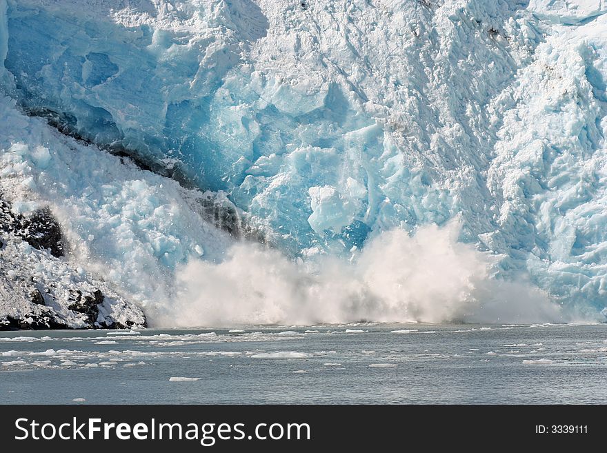 Glacier in Alaska edging into sea. Glacier in Alaska edging into sea.