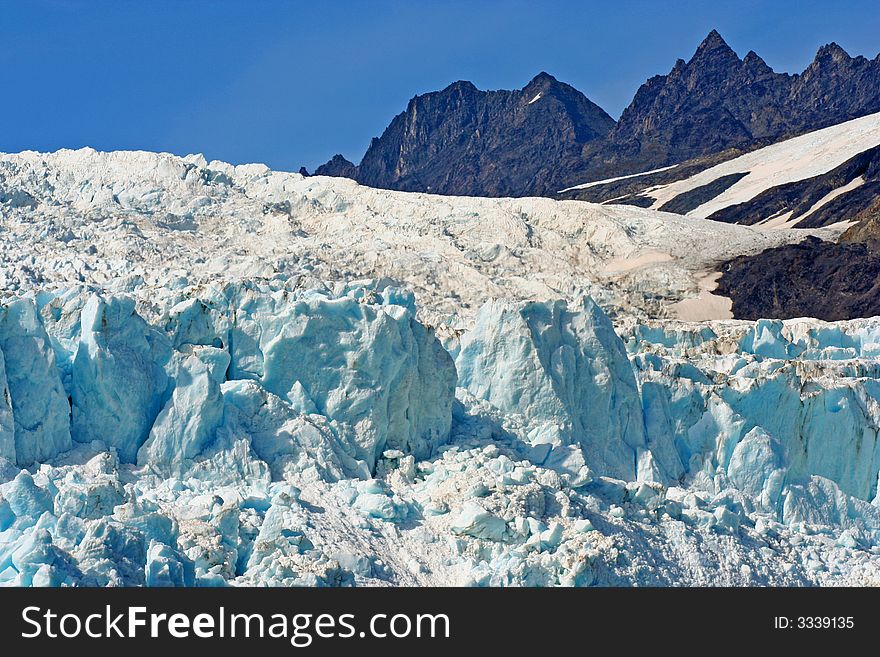 Glacier with snow field in Alaska. Glacier with snow field in Alaska.