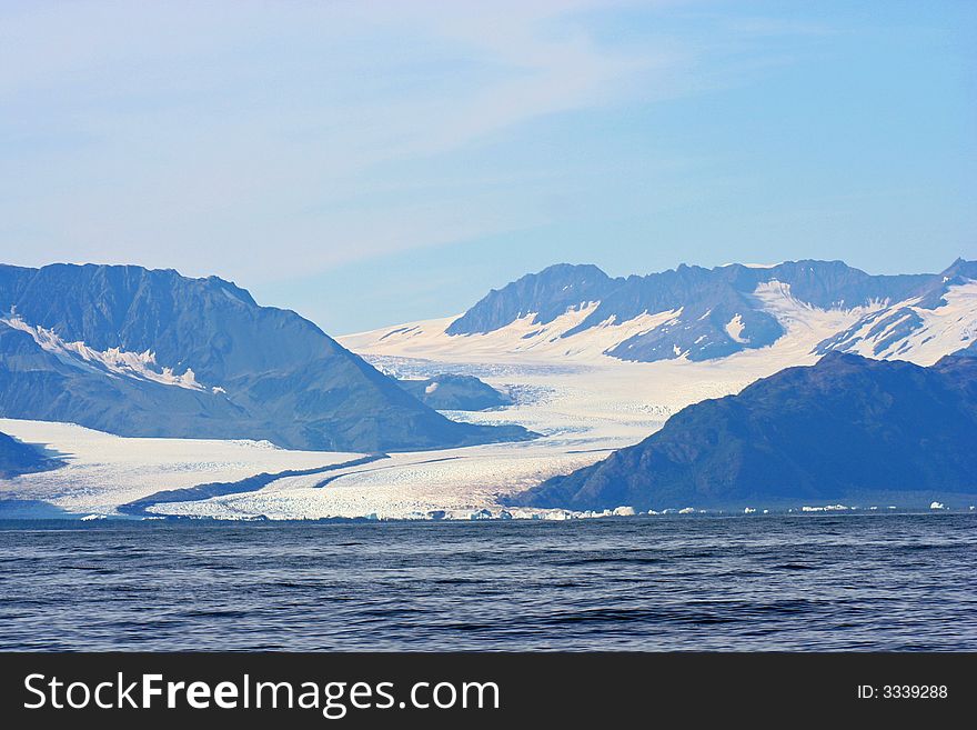 Glacier in Alaska at edge of sea. Glacier in Alaska at edge of sea.