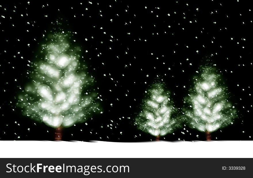 Beautiful Christmas tree illustration on black background