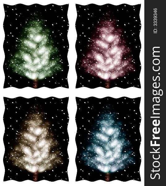 Christmas tree illustration in four beautiful color