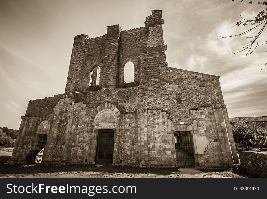 Facade of old church in Tuscany - Italy. Facade of old church in Tuscany - Italy.