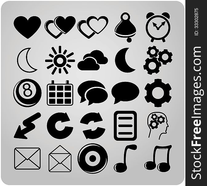 Set of 25 vector web icons. Set of 25 vector web icons