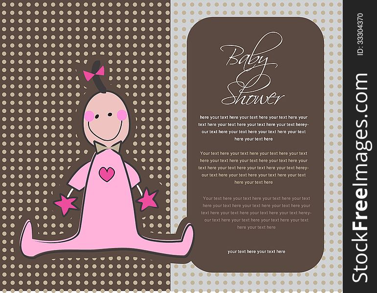 Baby shower greeting card and a pink toy