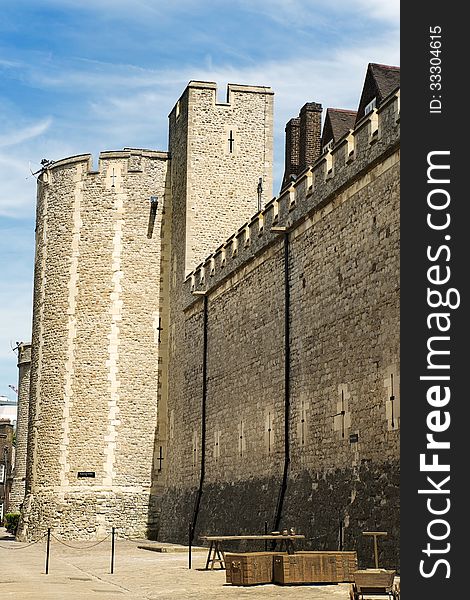 View of the fortress wall, the Tower of London