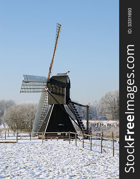 Windmill in the Netherlands in winter