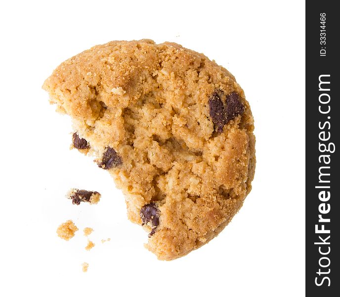 Chocolate chip cookies isolated on white background.