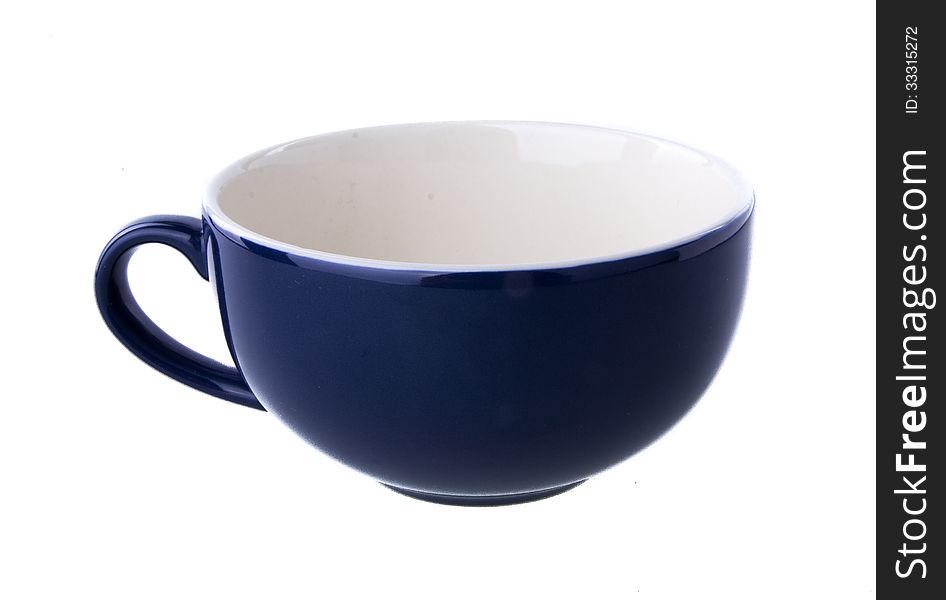 Colorful ceramic cup on white background