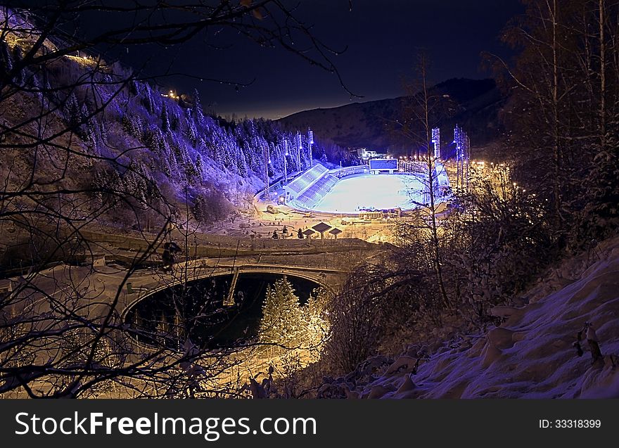 The mountain sports Medeo complex in Kazakhstan