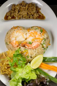 Fried Rice With Chili Shrimps Stock Images