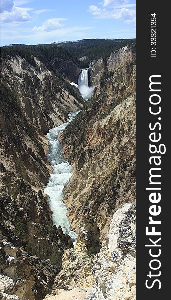 Panoramic view of Lower Falls of Yellowstone River. Panoramic view of Lower Falls of Yellowstone River
