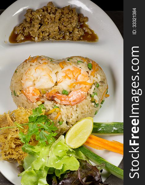 Fried rice with Chili shrimps Thai food