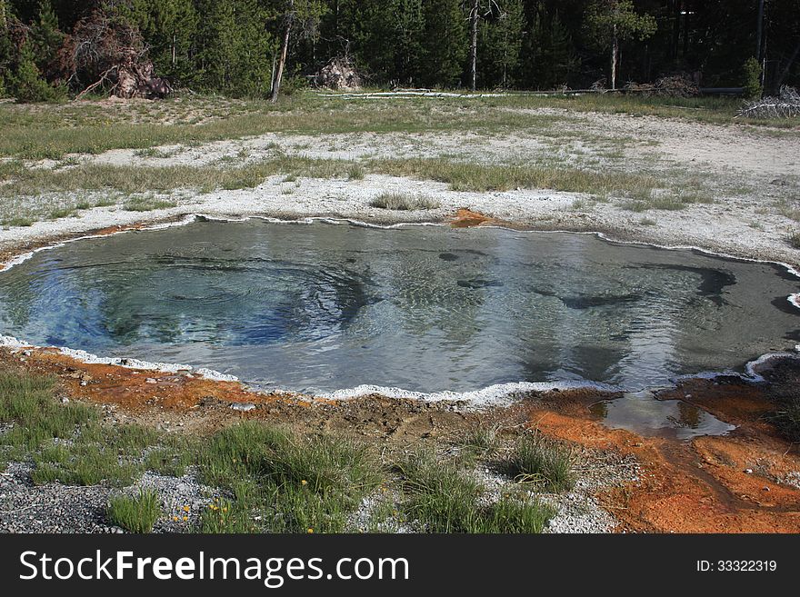 View of Sprite Spring in Upper Geyser Basin in Yellowstone