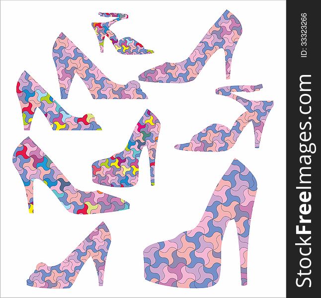 Decorative shoes with graphic ornament