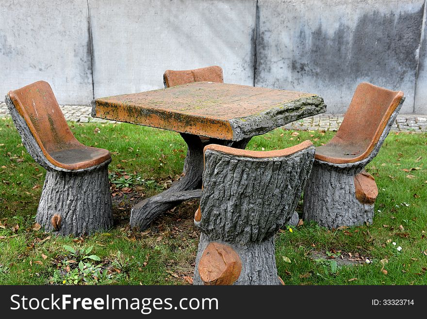Furniture made from a tree for outdoors. Furniture made from a tree for outdoors.