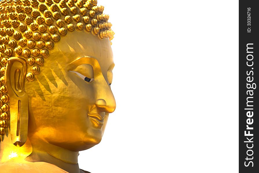 Closeup dirty Buddha face statue