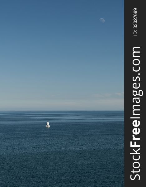 A lonely sailboat on the Irish Sea. A lonely sailboat on the Irish Sea