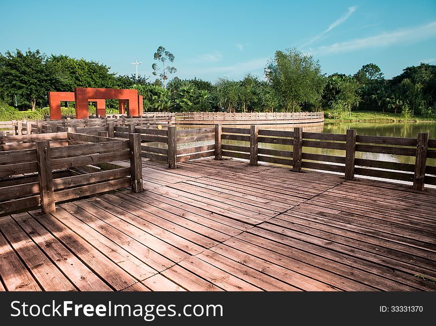 Wooden Terrace In The Garden