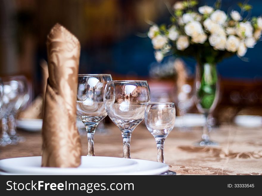 Crystal Table Setting at a Restaurant