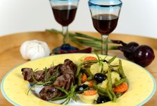 Italian Plate Of Grilled Vegetables With Lamb Royalty Free Stock Image Italian Plate Of Grilled Vegetables With Lamb Royalty Free Stock Image