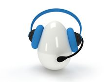 Shiny Egg With Blue Headset Over White Stock Images Shiny Egg With Blue Headset Over White Stock Images