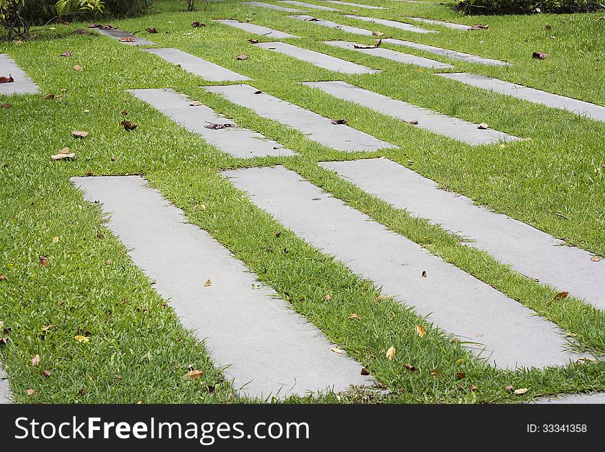 Flat cement pathway in park