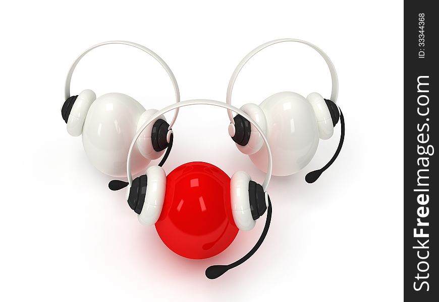 Shiny Eggs With Headsets  Over White