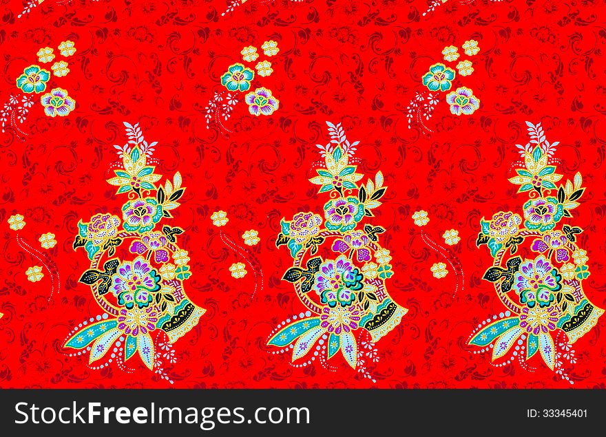 Colorful batik cloth fabric background of thai style