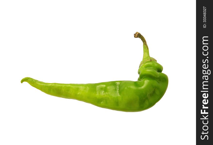 Green chili peppers - isolated object on white background