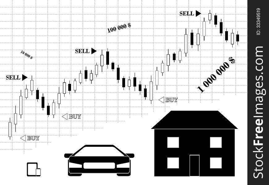 Set of forex icons for US Dollar- Japanese yen currencies pair. Set of forex icons for US Dollar- Japanese yen currencies pair