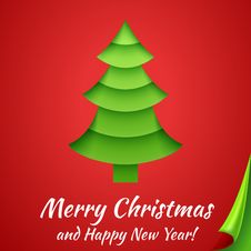 Merry Christmas Greeting Card With Tree. Vector Royalty Free Stock Photo Merry Christmas Greeting Card With Tree. Vector Royalty Free Stock Photo