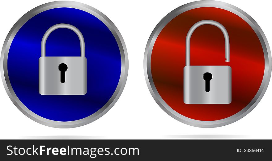 Stainless steel icon - Lock and Unlock