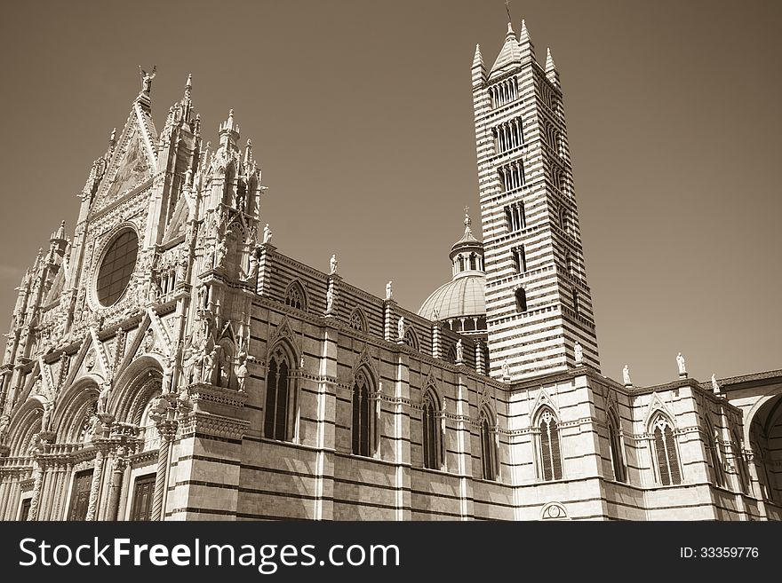A view of the cathedral of Siena in Tuscany. A view of the cathedral of Siena in Tuscany.