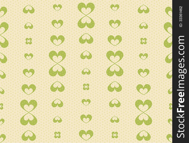 Retro Seamless Pattern With Green Hearts