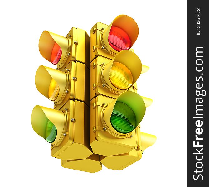 3d image of a traffic light regulating traffic in the city. 3d image of a traffic light regulating traffic in the city