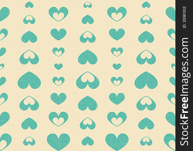 Retro Seamless Pattern with Blue Hearts