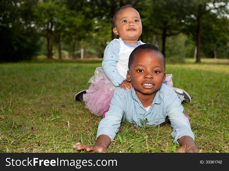 African Children On The Grass