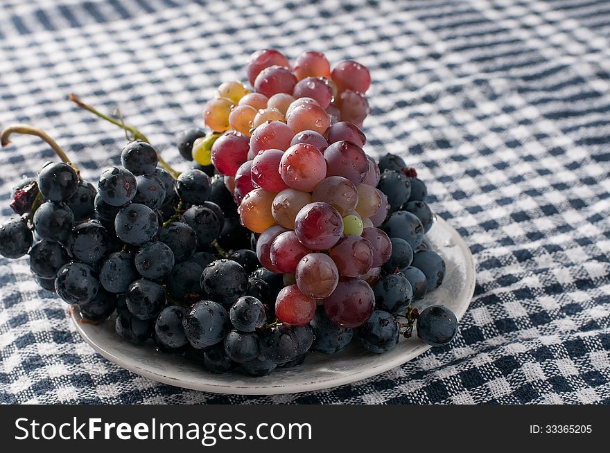 Cabernet grape on plate, Close up photo